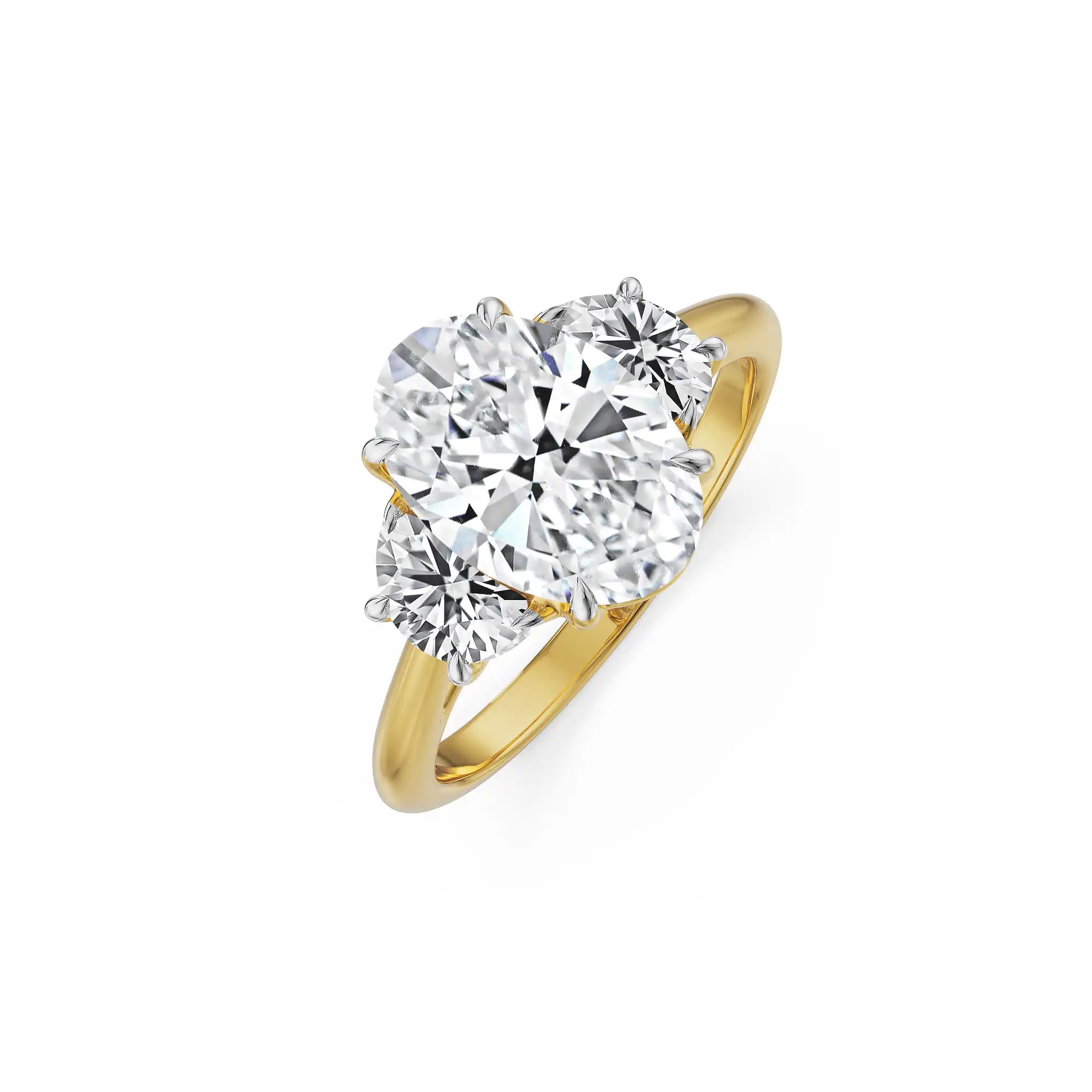 Half Moon Accent Lab Grown Diamond Ring - Top view in 9KT