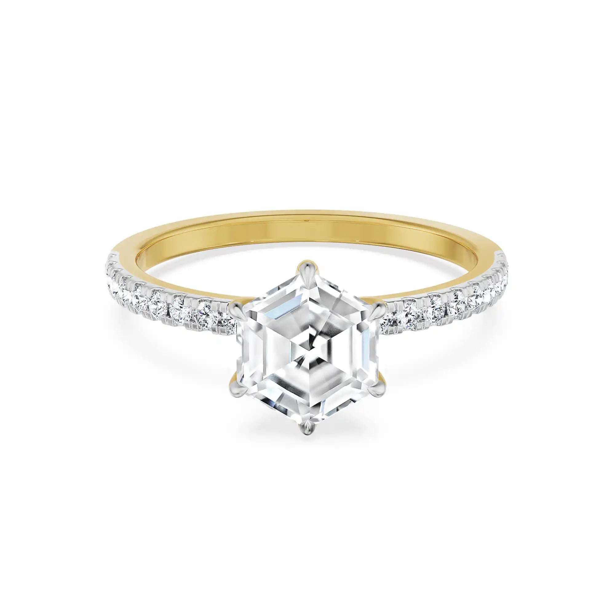 Hexagon Lab Grown Diamond Engagement Ring- front view