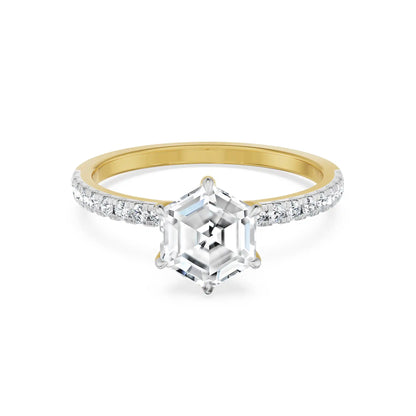 Hexagon Lab Grown Diamond Engagement Ring- front view