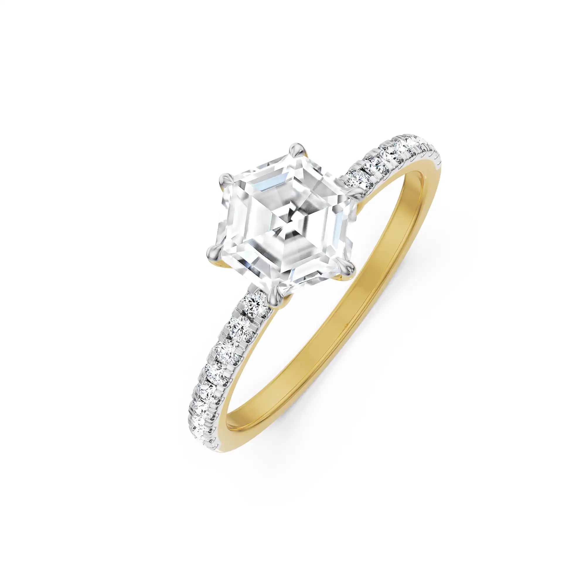 Hexagon Lab Grown Diamond Engagement Ring- Top view
