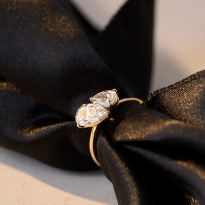 Two Stone Pear Solitaire Ring_in-stock