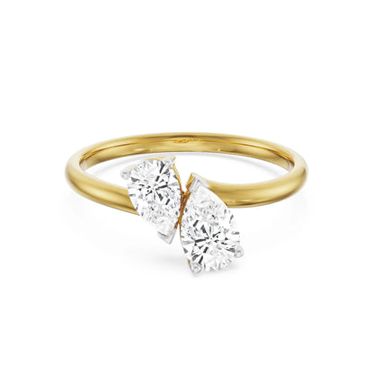 Two Stone Pear Solitaire Ring_in-stock