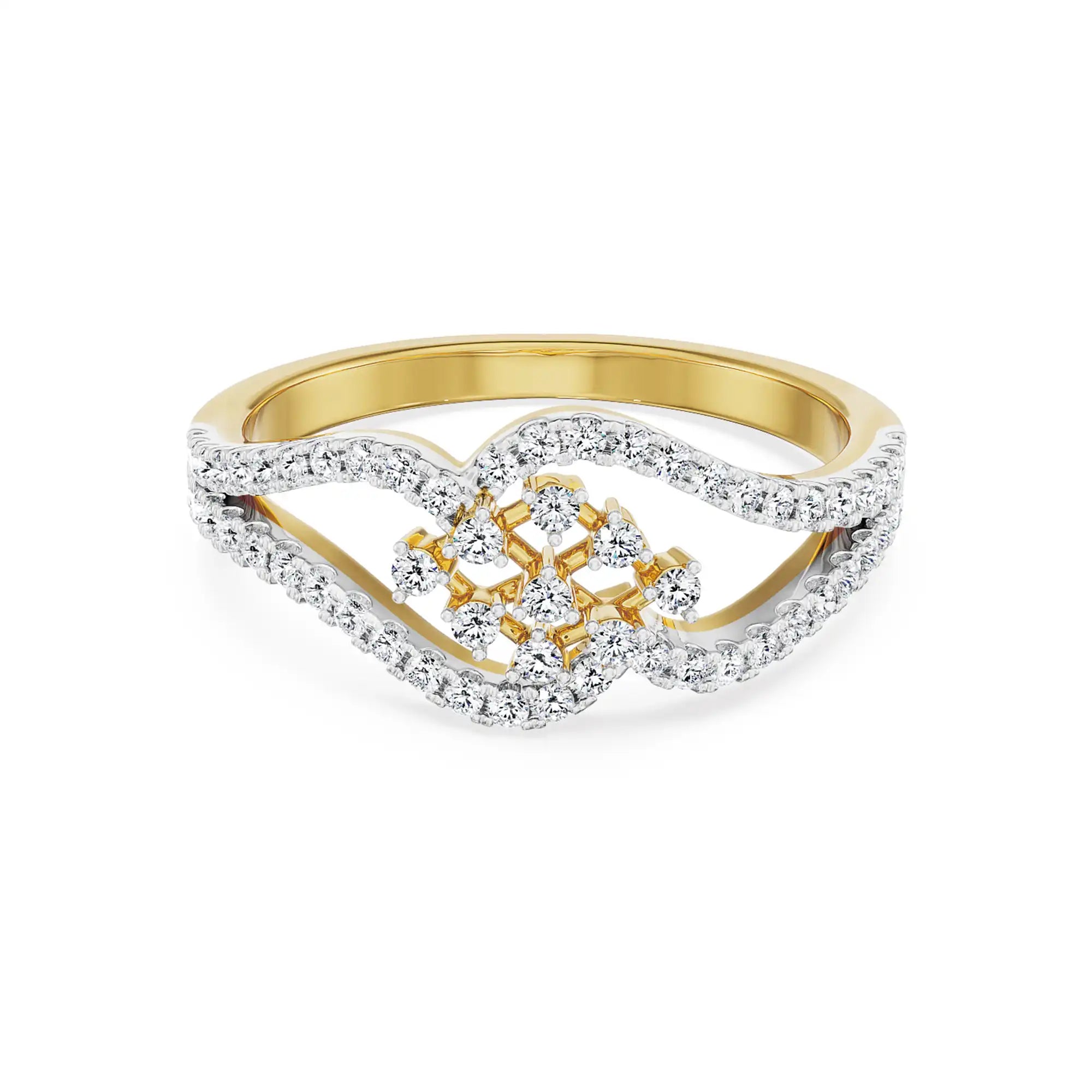 Vintage Layered Diamond Ring- front view in 9KT