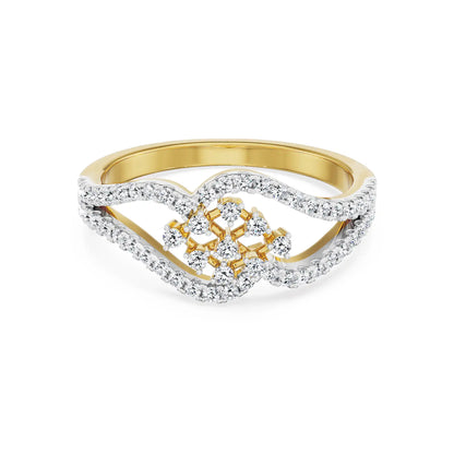 Vintage Layered Diamond Ring- front view in 9KT