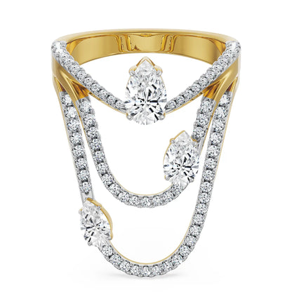 Three Pear Lab Grown Diamond Cocktail Ring- Front view