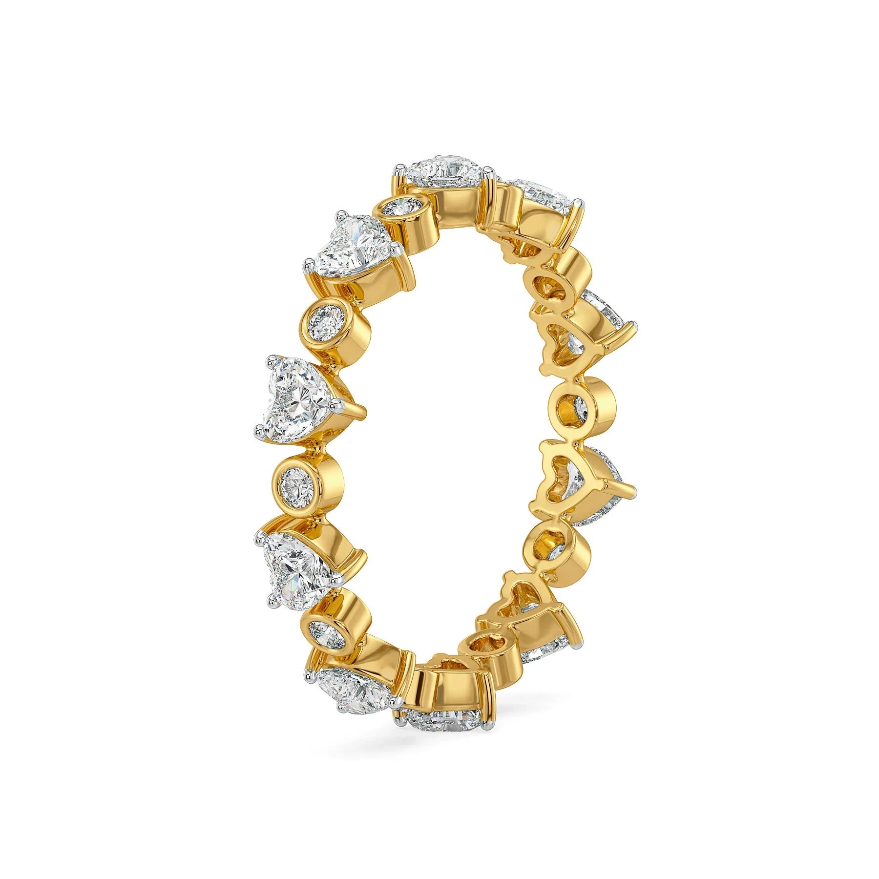 Hearts Aglow Lab Grown Diamond Ring - side view in 9KT