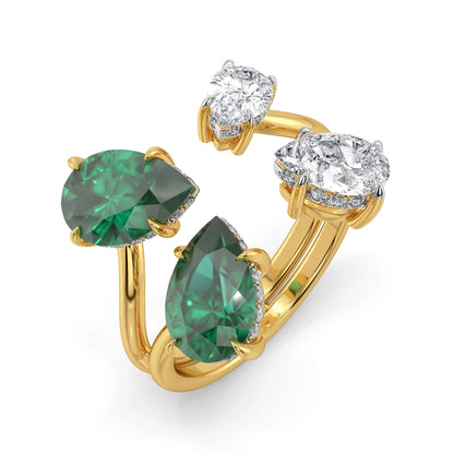 Seraphina Pear Lab Grown Diamond Ring - top view in 9KT