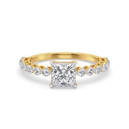 Princess Regalia Lab Grown Diamond Ring - front view in 9KT