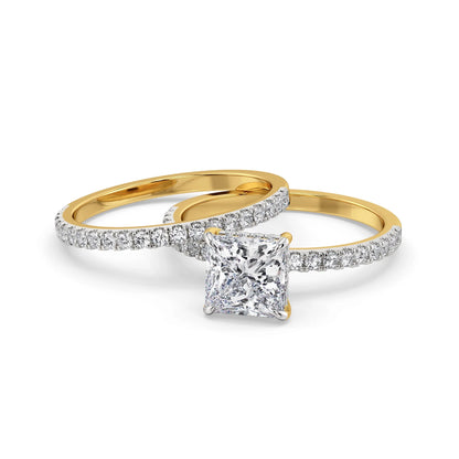 Suzaine Lab Grown Diamond Bridal Set - front view in 9KT