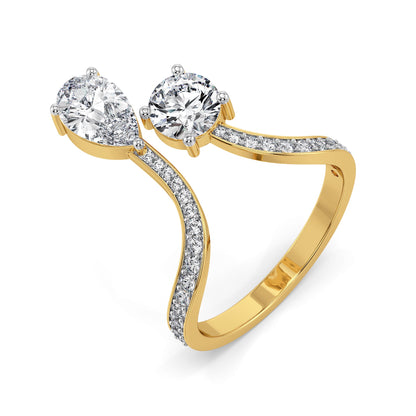 Amora Duo Lab Grown Diamond Ring - top view in 9KT