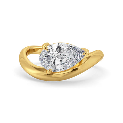Timeless Pear Lab Grown Diamond Ring - front view in 9KT