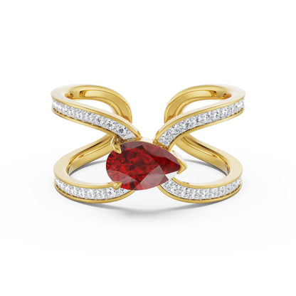 Ethera Ruby Lab Grown Diamond Ring - front view in 9KT