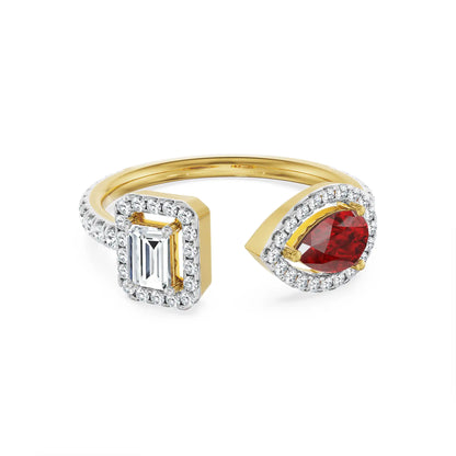 Arrowhead Ruby Lab Grown Diamond Ring - front view