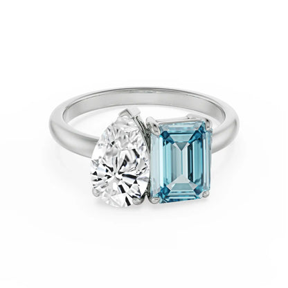 Pear & Prism Lab Grown Diamond Ring - front view in 9KT