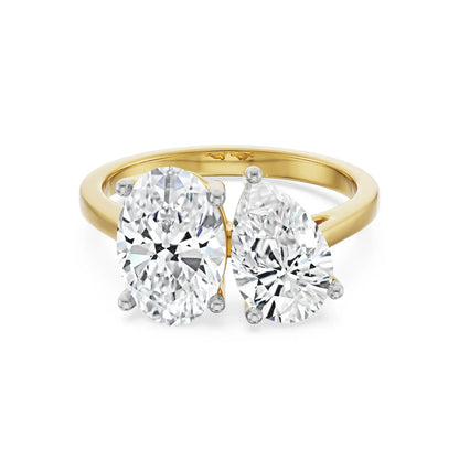 Toi Et Moi Lab Grown Diamond Ring - front view in 9KT