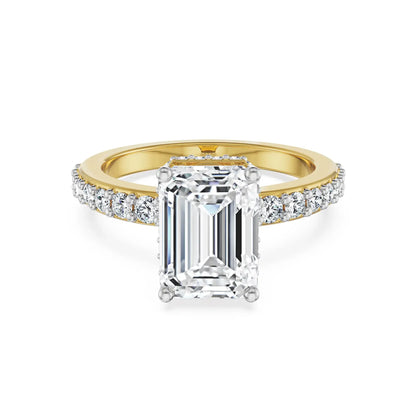 Citrine Skye Emerald Lab Grown Diamond Ring - front view in 9KT