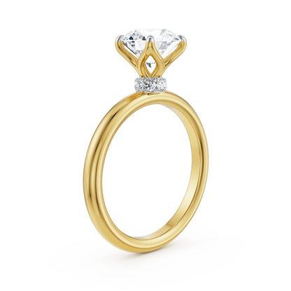 Petal Solitaire Lab Diamond Ring - side view in 9KT