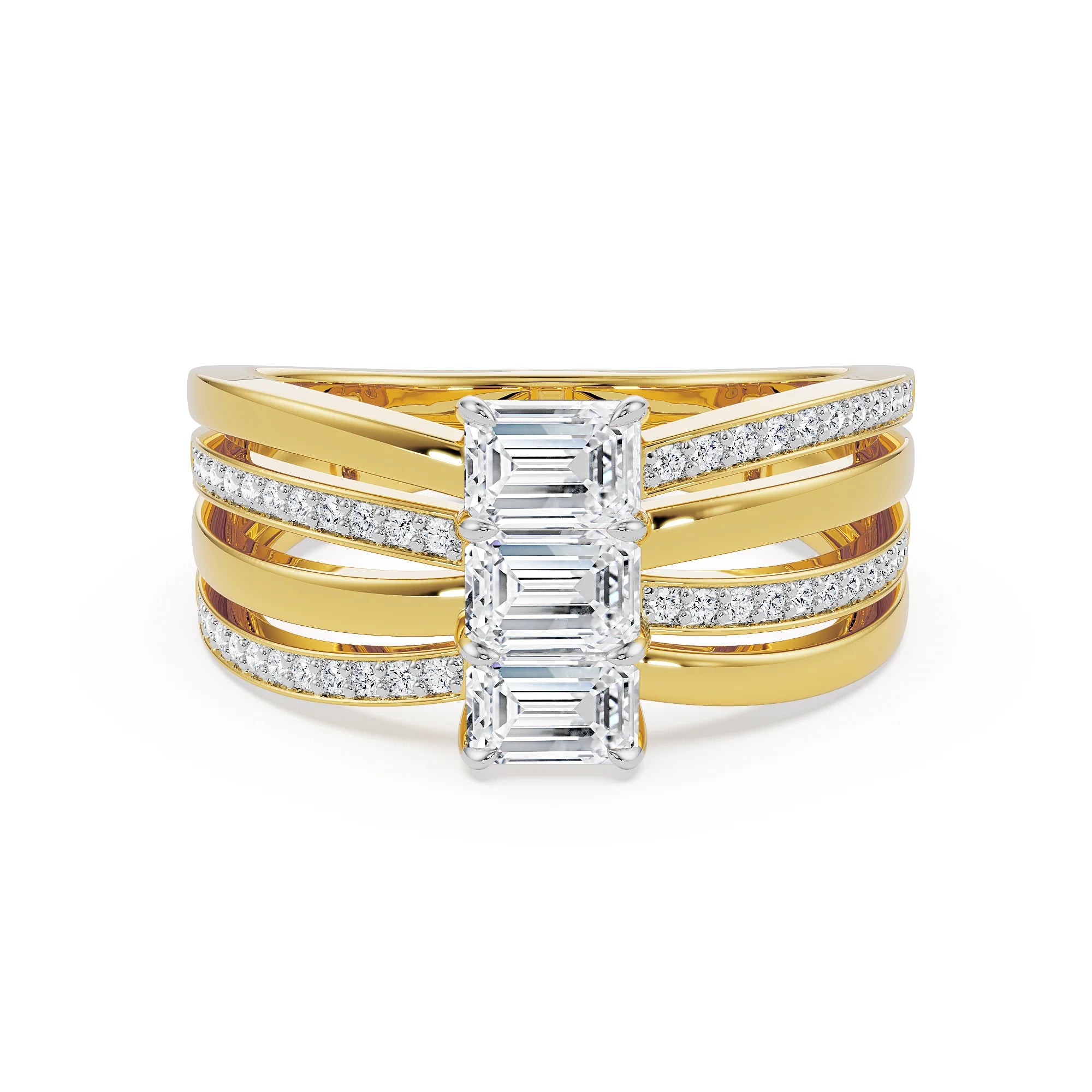 Ribbon Lab Grown Diamond Ring - front view in 9KT