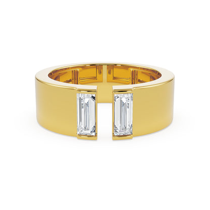 Baguette Lab Grown Diamond Open Ring - front view