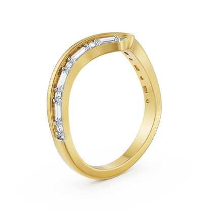 Chevron Baguette Lab Grown Diamond Band - back view