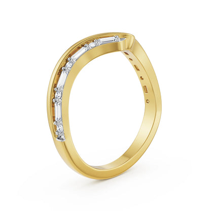 Chevron Baguette Lab Grown Diamond Band - back view in 9KT