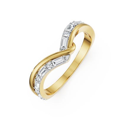 Chevron Baguette Lab Grown Diamond Band - top view