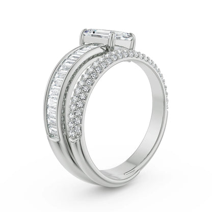 Twirling Emerald Lab Grown Diamond Ring - side view in 9KT