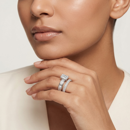 Twirling Emerald Lab Grown Diamond Ring