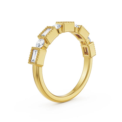 Versatile Multistone Lab Grown Diamond Band - side view in 9KT