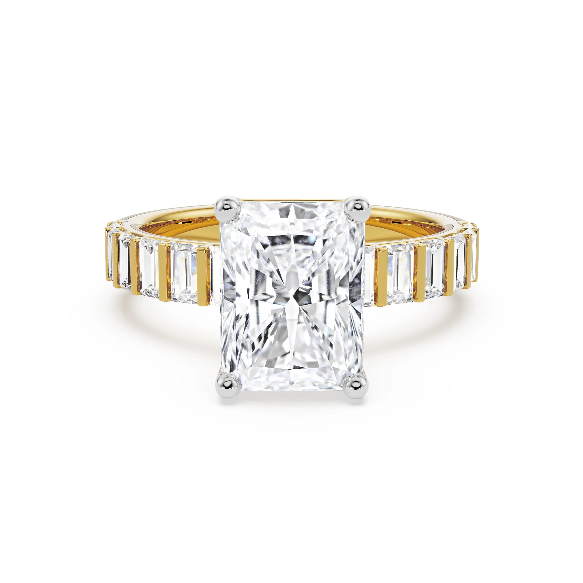 Sterling Radiant Lab Grown Diamond Ring - front view in 9KT
