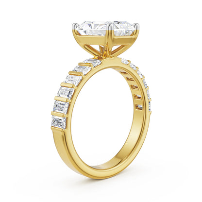 Sterling Radiant Lab Grown Diamond Ring - side view in 9KT