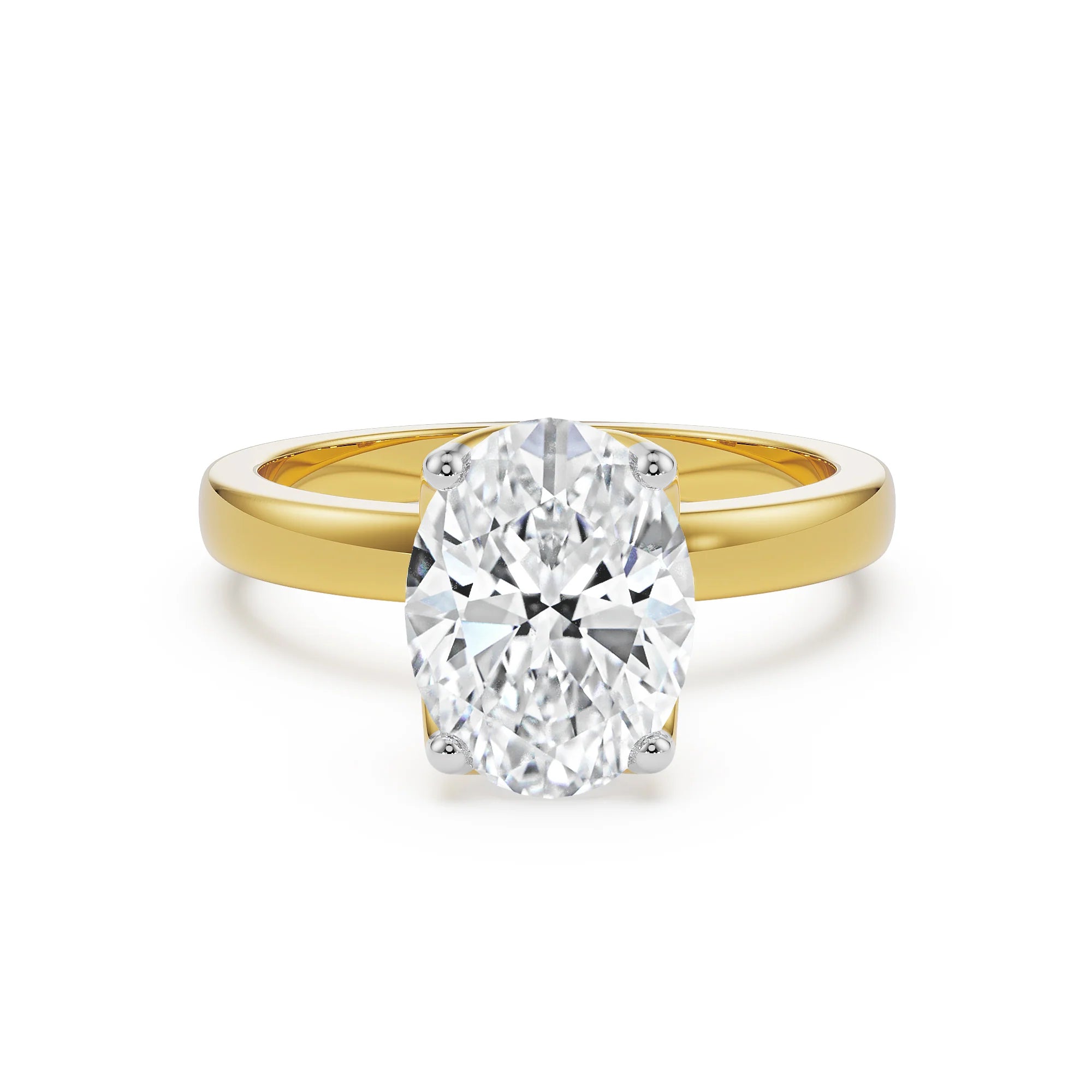 The Elegance Oval Lab Grown Diamond Solitaire Ring - front view in 9KT