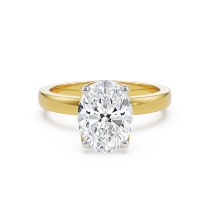 The Elegance Oval Lab Grown Diamond Solitaire Ring - front view in 9KT