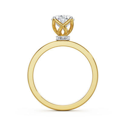 The Elegance Oval Lab Grown Diamond Solitaire Ring - back view in 9KT
