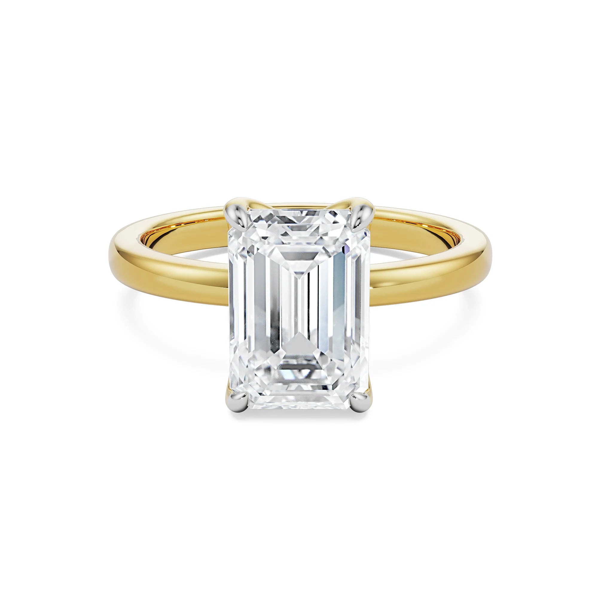 2 CT Emerald Lab Grown Diamond Solitaire Ring - front view in 9KT