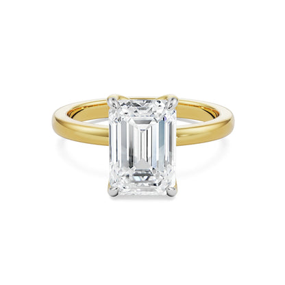 2 CT Emerald Lab Grown Diamond Solitaire Ring - front view in 9KT