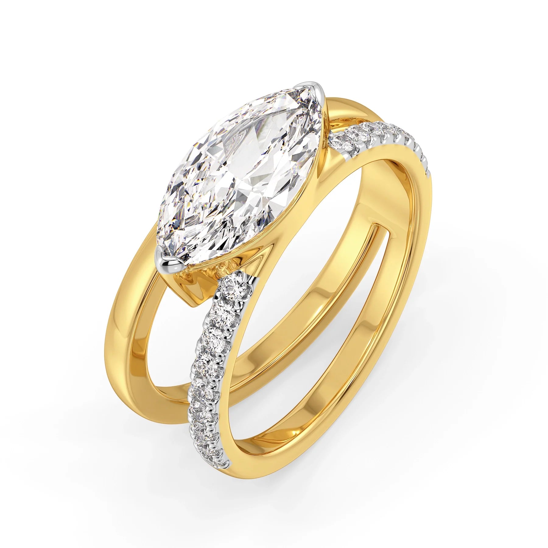 Marquise Elara Lab Grown Diamond Ring - top view in 9KT