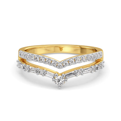 Crown Baguette Lab Grown Diamond Band - front view in 9KT