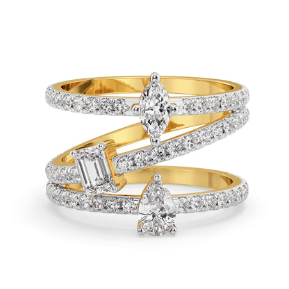 Twist and Twirl Lab Grown Diamond Ring - front view in 9KT