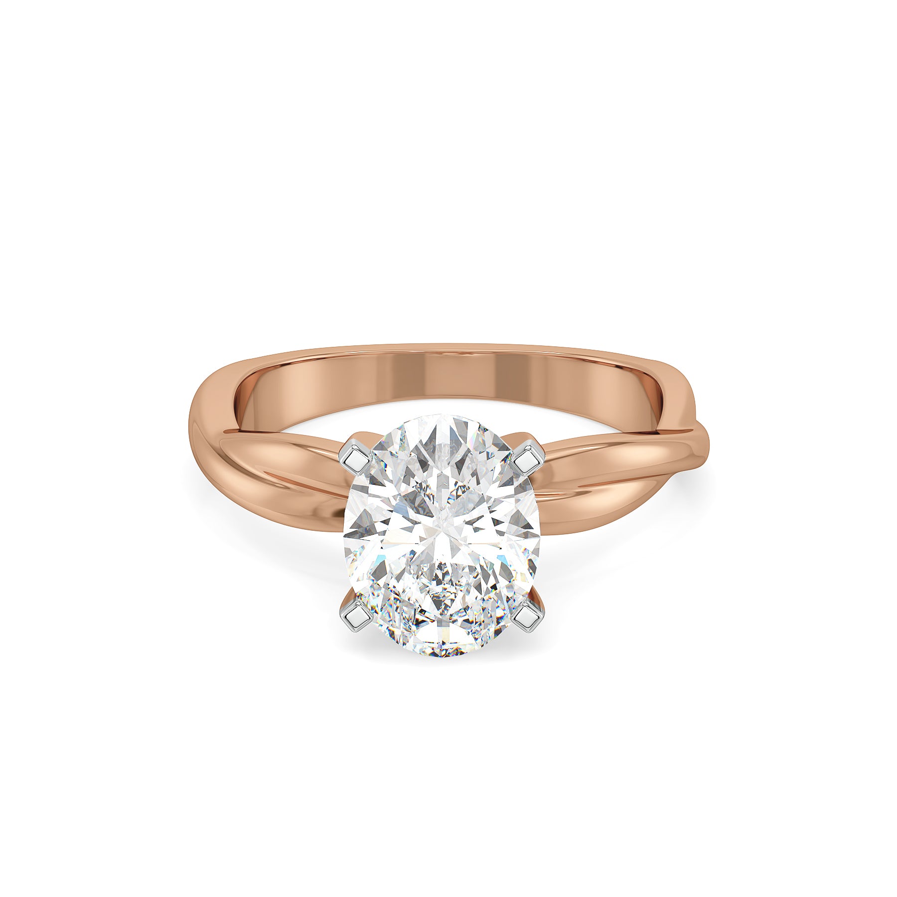 Solitaire Twist Lab Grown Diamond Ring - front view