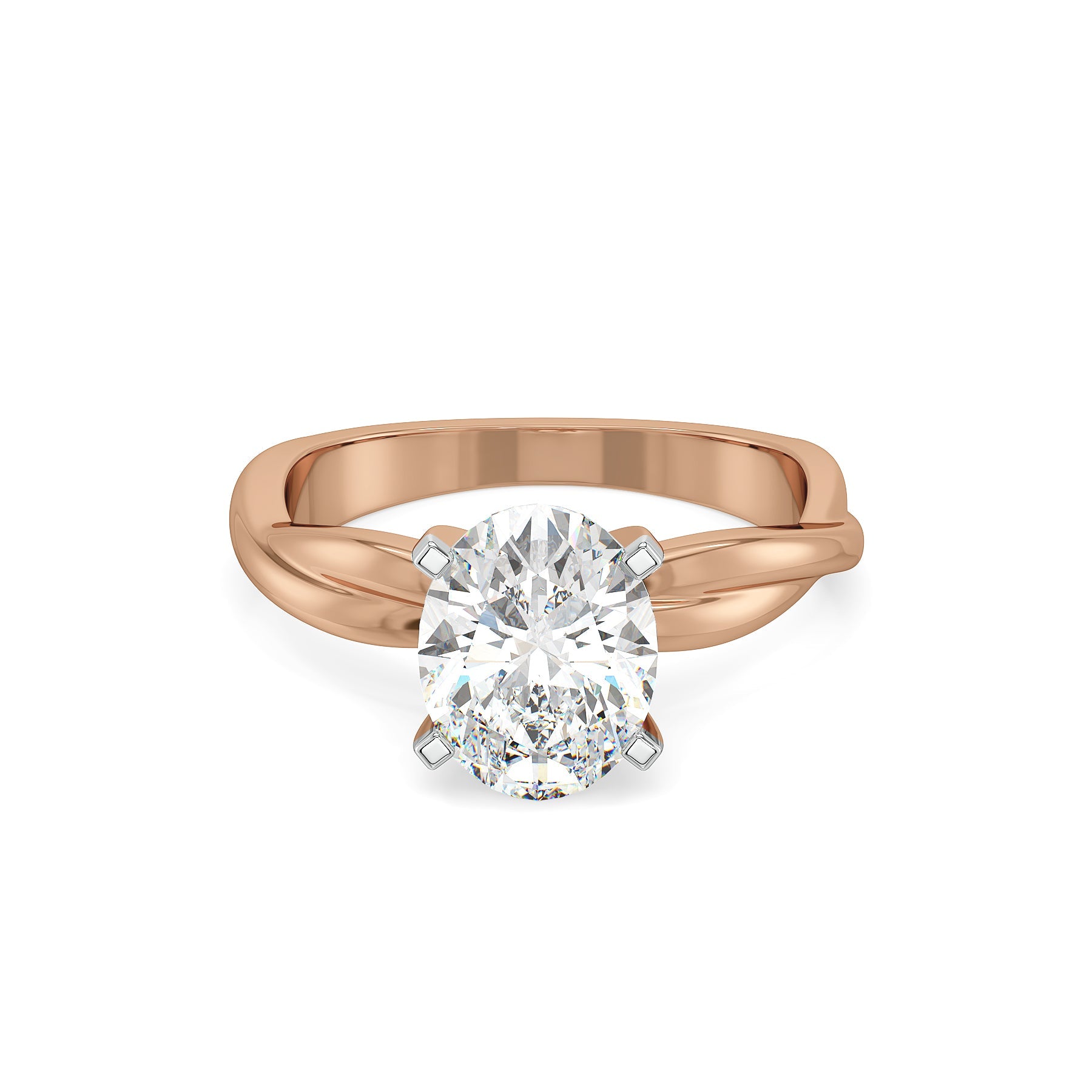 Solitaire Twist Lab Grown Diamond Ring - front view in 9KT