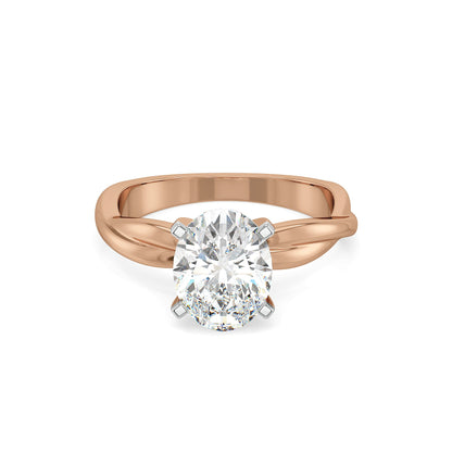Solitaire Twist Lab Grown Diamond Ring - front view in 9KT