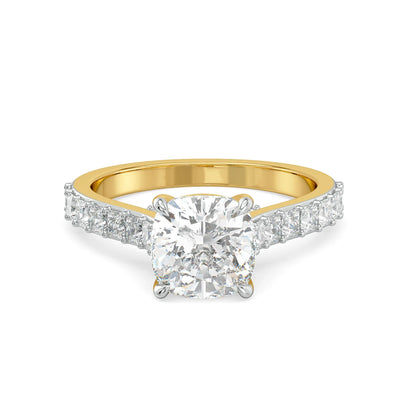 Icon Cushion Lab Grown Diamond Ring - front view in 9KT