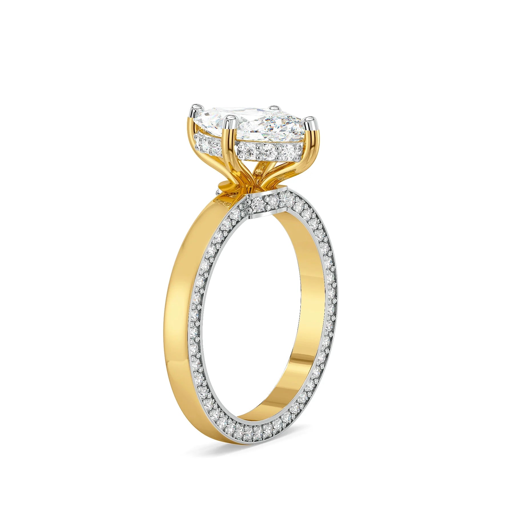 Marquise Mirage Lab Grown Diamond Ring - side view in 9KT