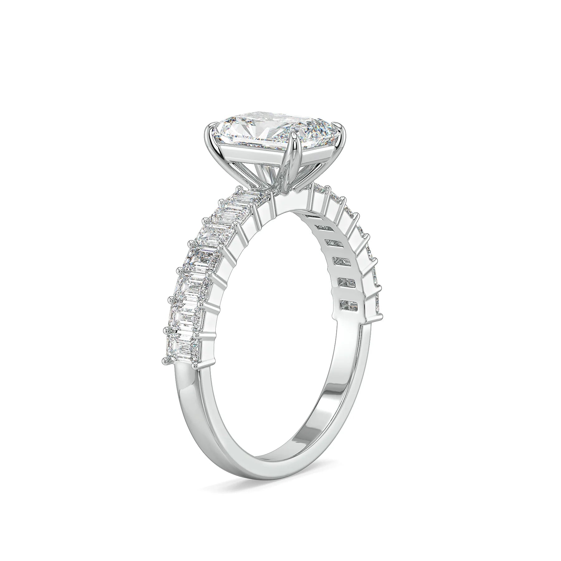 Emerald Edge Lab Grown Diamond Ring - side view in 9KT