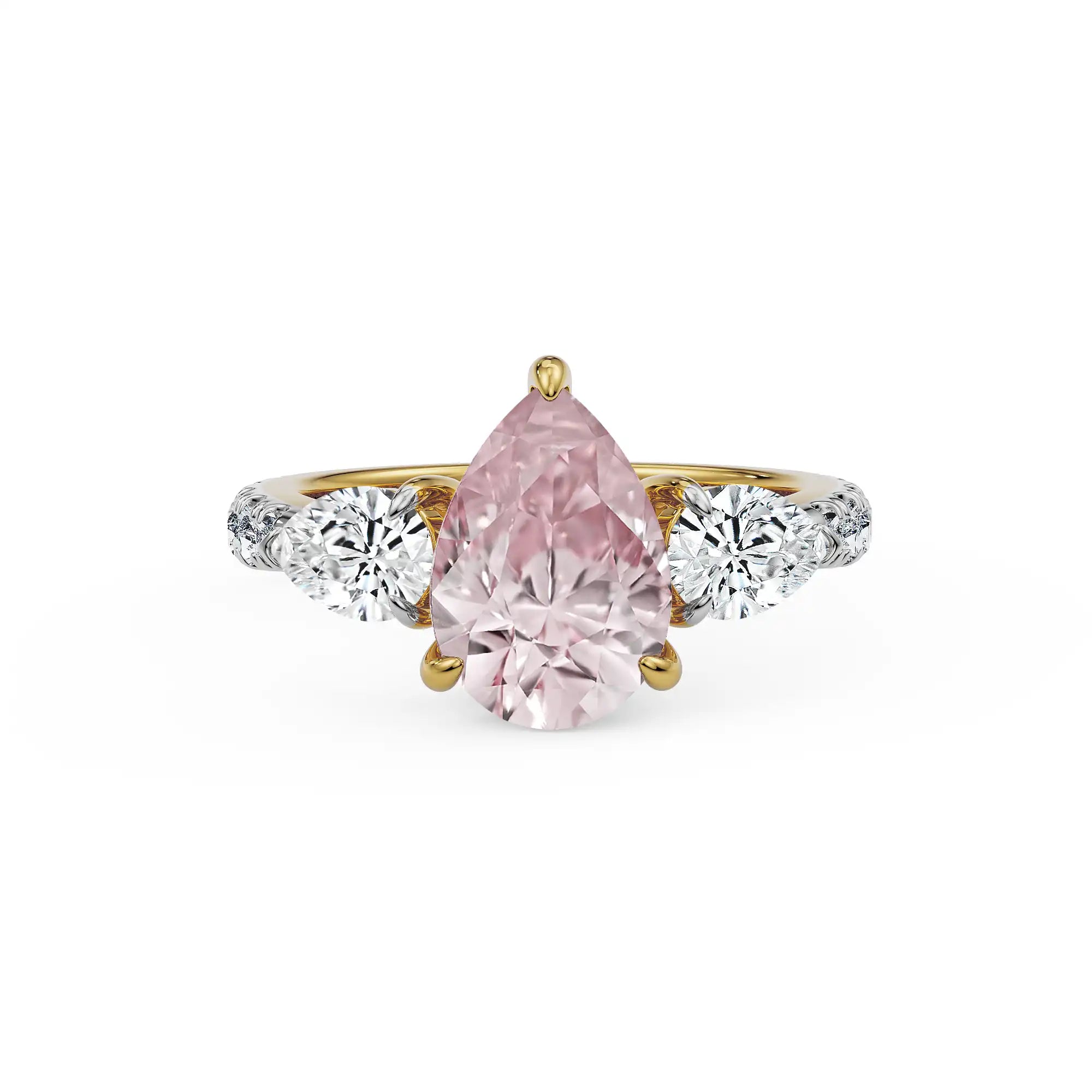 Rosy Teardrop Lab Grown Diamond Ring - front view in 9KT