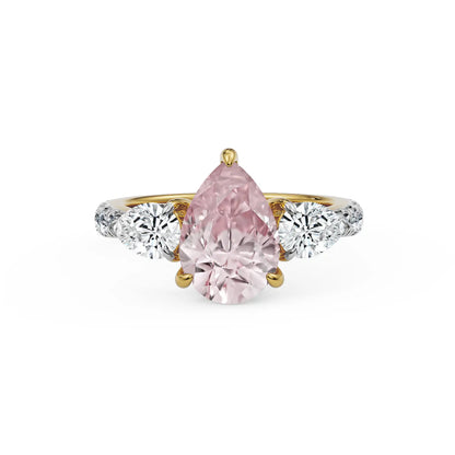 Rosy Teardrop Lab Grown Diamond Ring - front view in 9KT