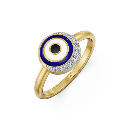 Azure Evil Eye Lab Diamond Ring - top view
