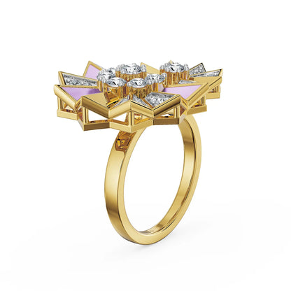 Lilac Prism Lab Grown Diamond Ring - back view in 9KT