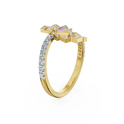 Lavender Gleam Lab Grown Diamond Ring - back view in 9KT